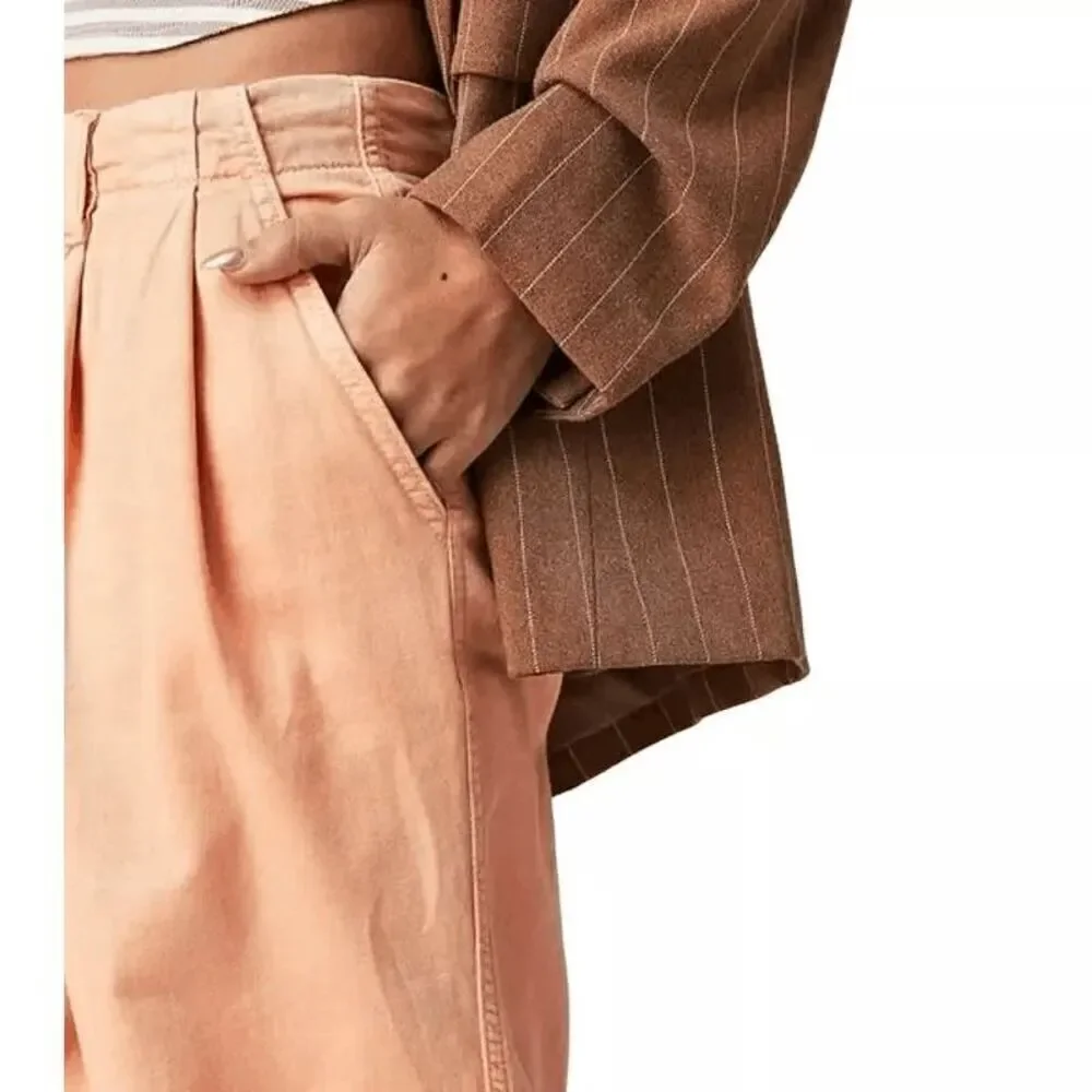 Free People Addy Wide Leg Chino Pants Pastel Light Orange Size 4 NWOT - Picture 14 of 14